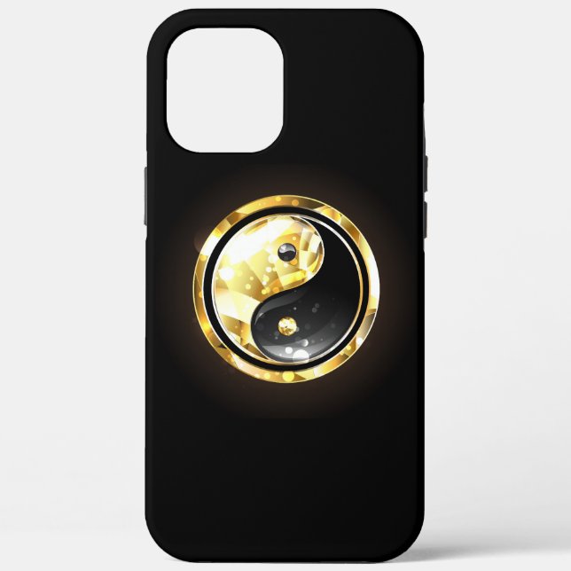 Funda De Case-Mate Para iPhone Yin Yang dorado en negro (Reverso )
