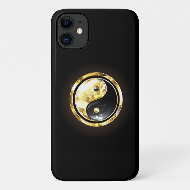 Funda De Case-Mate Para iPhone Yin Yang dorado en negro (Reverso)