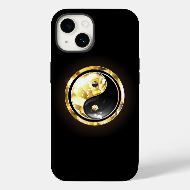 Funda De Case-Mate Para iPhone Yin Yang dorado en negro (Reverso )