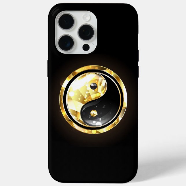 Funda De Case-Mate Para iPhone Yin Yang dorado en negro (Reverso )