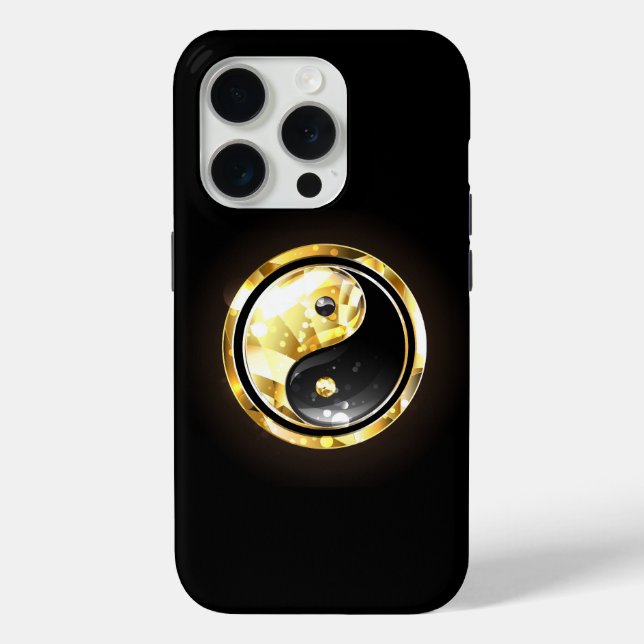 Funda De Case-Mate Para iPhone Yin Yang dorado en negro (Reverso )