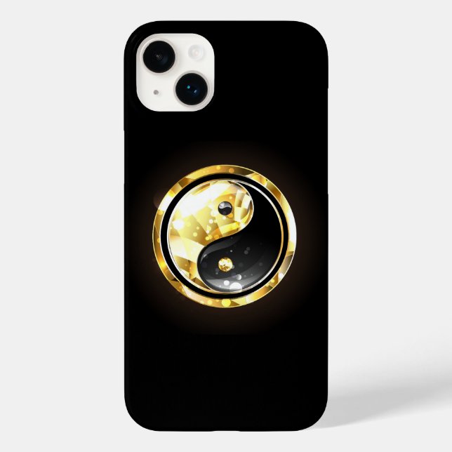 Funda De Case-Mate Para iPhone Yin Yang dorado sobre negro (Reverso )