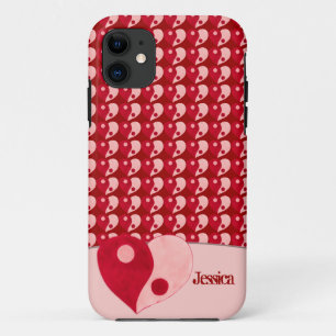Funda Para iPhone 11 Yin Yang Heart (Rojo/Rosa)