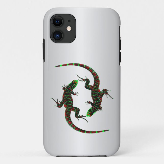 Funda De Case-Mate Para iPhone Yin Yang Lizards Silver (Reverso)