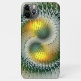 Funda Para iPhone 11 Pro Max Yin Yang Verde Amarillo Fractal Abstracto Colorido