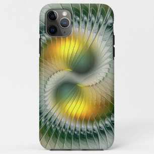 Funda Para iPhone 11 Pro Max Yin Yang Verde Amarillo Fractal Abstracto Colorido