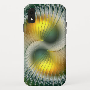 Funda Para iPhone XR Yin Yang Verde Amarillo Fractal Abstracto Colorido