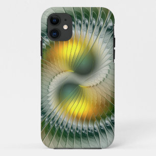 Funda Para iPhone 11 Yin Yang Verde Amarillo Fractal Abstracto Colorido