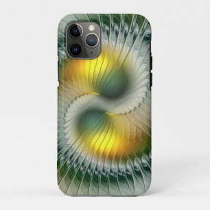Funda Para iPhone 11 Pro Yin Yang Verde Amarillo Fractal Abstracto Colorido