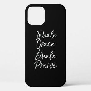 Funda Para iPhone 12 Yoga diciendo: Inhale Grace Exhale elogia a amante