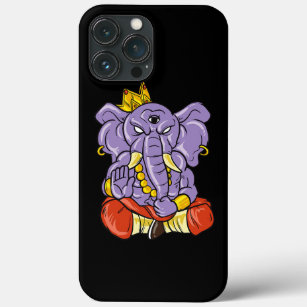 Funda Para iPhone 13 Pro Max Yoga y meditación ganesh elefante con tres ojos