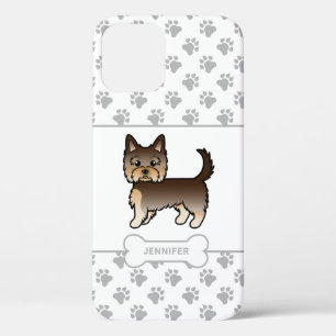 Funda Para iPhone 12 Yorkie de chocolate con patas, hueso de perro y no