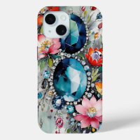 Zafiros azules y diamantes espumosos gemas florale