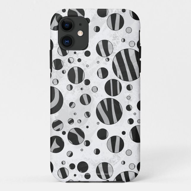 Funda De Case-Mate Para iPhone Zebra Polka Dot negro y gris claro (Reverso)