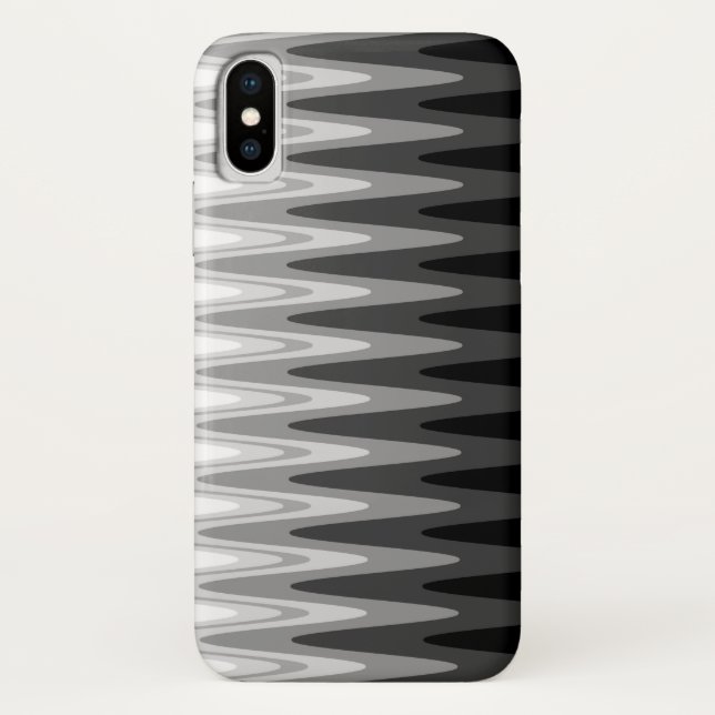Funda De Case-Mate Para iPhone Zig Zag Black Gray Pattern (Reverso)
