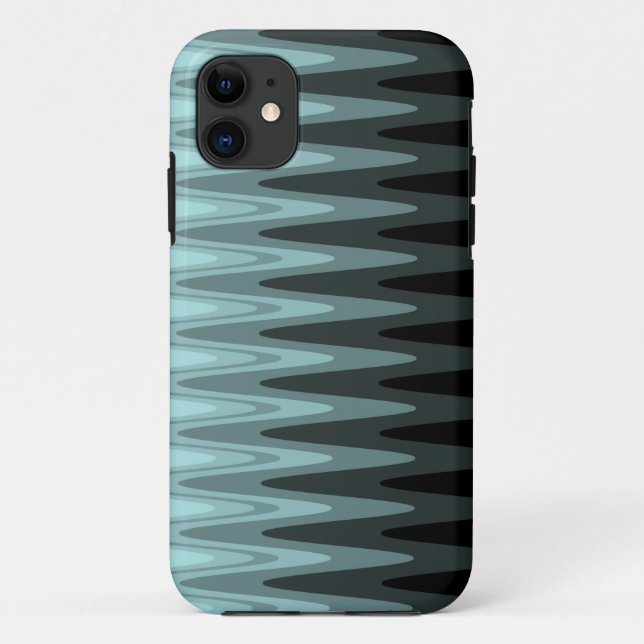Funda De Case-Mate Para iPhone Zig Zag Black Verde azulada Grey Pattern (Reverso)