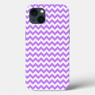 Funda Para iPhone 13 Zig Zag Chevron blanco y pasto morado