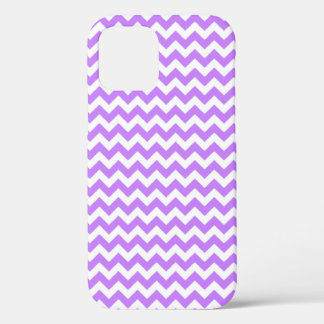Funda Para iPhone 12 Zig Zag Chevron Funda-Mate de color blanco y púrpu