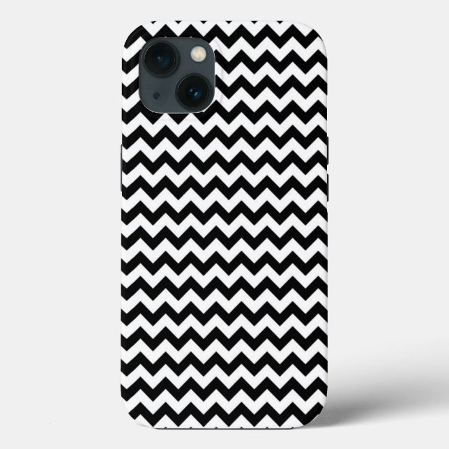 Funda De Case-Mate Para iPhone Zig Zag Chevron negro y blanco (Reverso )