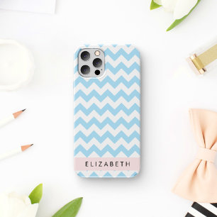 Funda Para iPhone 12 Pro Zigzag Azul, Chevron Azul, Patrón De Ondas, Su Nom