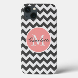 title_seo2 ZigZag Chevron Moda Monogramado Patrón Gris Rosa