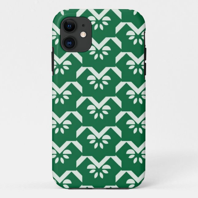 Funda De Case-Mate Para iPhone Zigzag floral verde (Reverso)