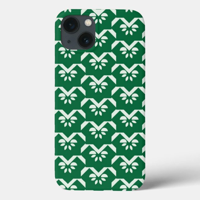 Funda De Case-Mate Para iPhone Zigzag floral verde (Reverso)