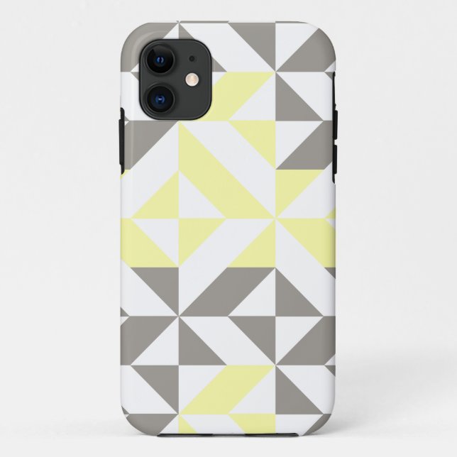 Funda De Case-Mate Para iPhone ZigZag geométrico amarillo y plateado (Reverso)