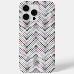 Funda Para iPhone 15 Pro Max Zigzag, geométrico, gris, lila, rosa, negro, franj