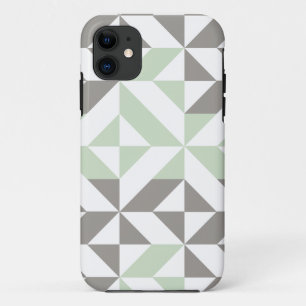 Funda Para iPhone 11 ZigZag geométrico verde sabio y plateado