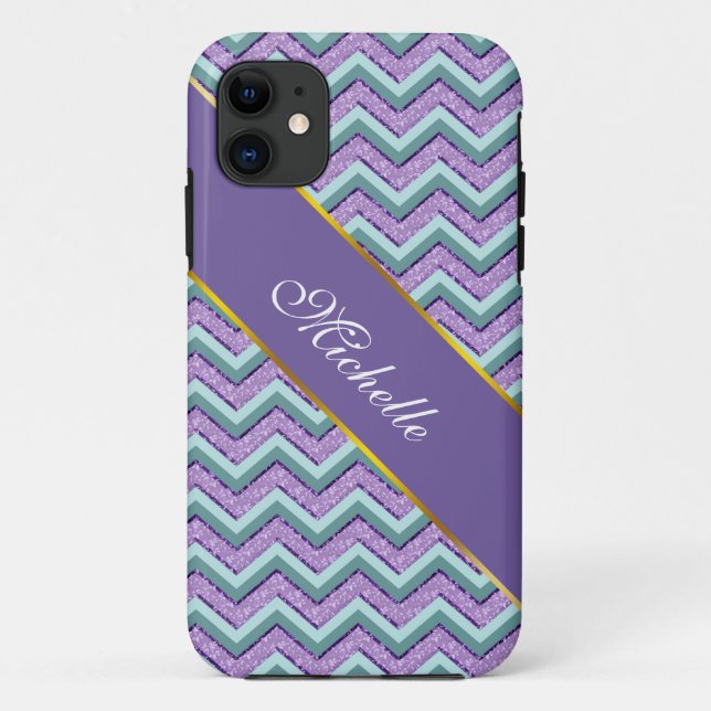 Funda De Case-Mate Para iPhone ZigZag verde azulado y Ametista (Reverso)
