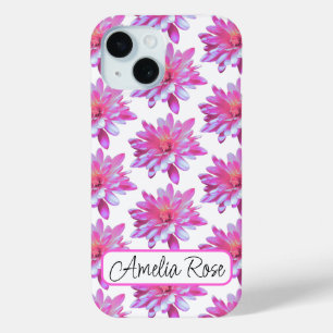 Funda Para iPhone 15 Zinnia rosa, margarita rosa, patrón floral de boni