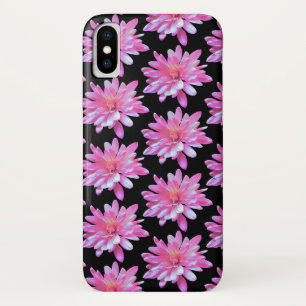 Funda Para iPhone X Zinnia rosa, margarita rosa, patrón floral de boni