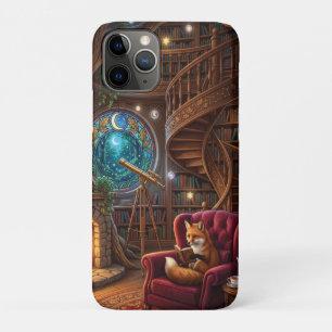 Funda Para iPhone 11 Pro Zorro Acogedor Leyendo en la Biblioteca Mágica de