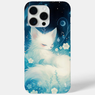 Funda Para iPhone 15 Pro Max Zorro Blanco Durmiendo en Floral