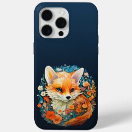 Funda Para iPhone 15 Pro Max Zorro de bebé con flores Corte de papel