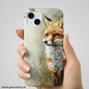 Funda Para iPhone 15 Mini Zorro del bosque acuarela Nombre de la naturaleza