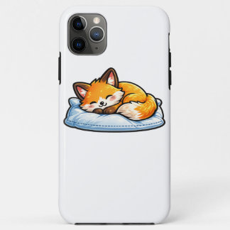 Funda Para iPhone 11 Pro Max Zorro durmiendo acogedor en la almohada Cute Kawai