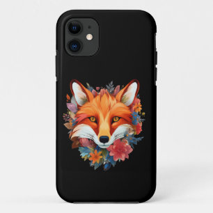 Funda Para iPhone 11 Zorro Flor Acuarela Lindo Hermoso