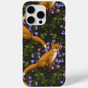 Funda Para iPhone 15 Pro Max Zorro, flores de vientre y hiedra, verde, naranja