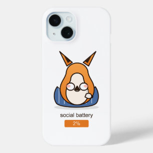 Funda Para iPhone 15 Zorro introvertido divertido con batería social al