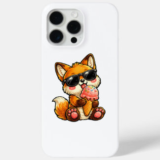 Funda Para iPhone 15 Pro Max Zorro Lindo Comiendo Helado Con Gafas De Sol