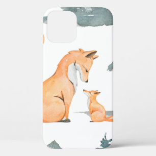 Funda Para iPhone 12 zorro otoñal. Mano pintada de acuarela transparent