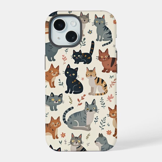 Funda de celulares con ilustracion de gatos (Reverso )