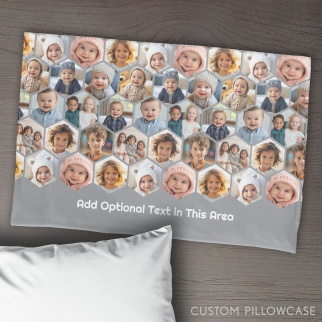 Funda De Cojín 12 Collage de fotos - patrón de abeja hexagonal fu (Create Your Own Photo Collage Pillowcase)