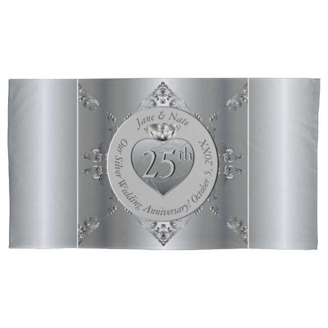 Funda De Cojín 25° Aniversario del Boda de Plata (Anverso-izquierdo)