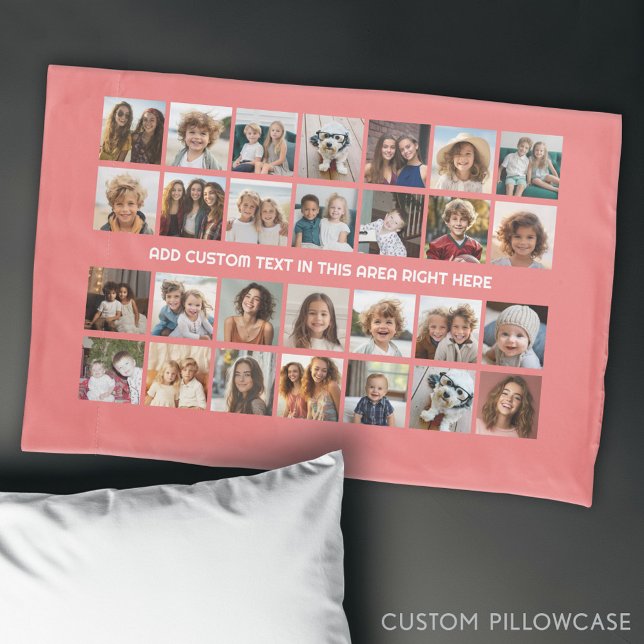 Funda De Cojín 28 Cuadrícula de Collage de fotos - 1 Cuadro de te (Custom Photo Collage Pillowcase)
