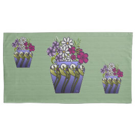 Funda De Cojín 3 Craftsman Lily Vases on Sage Green