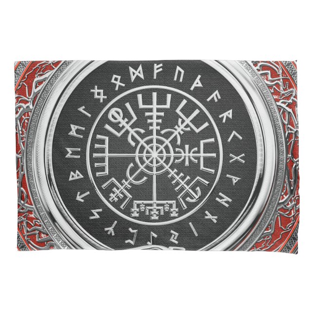 Funda De Cojín [510] Vegvisir - Viking Silver Magic Runic Compass (Anverso)