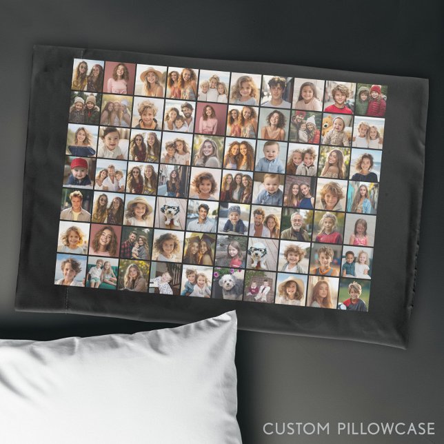Funda De Cojín 70 Collage de fotos Oro - Imagen Personalizado (Custom Photo Collage Pillowcase)